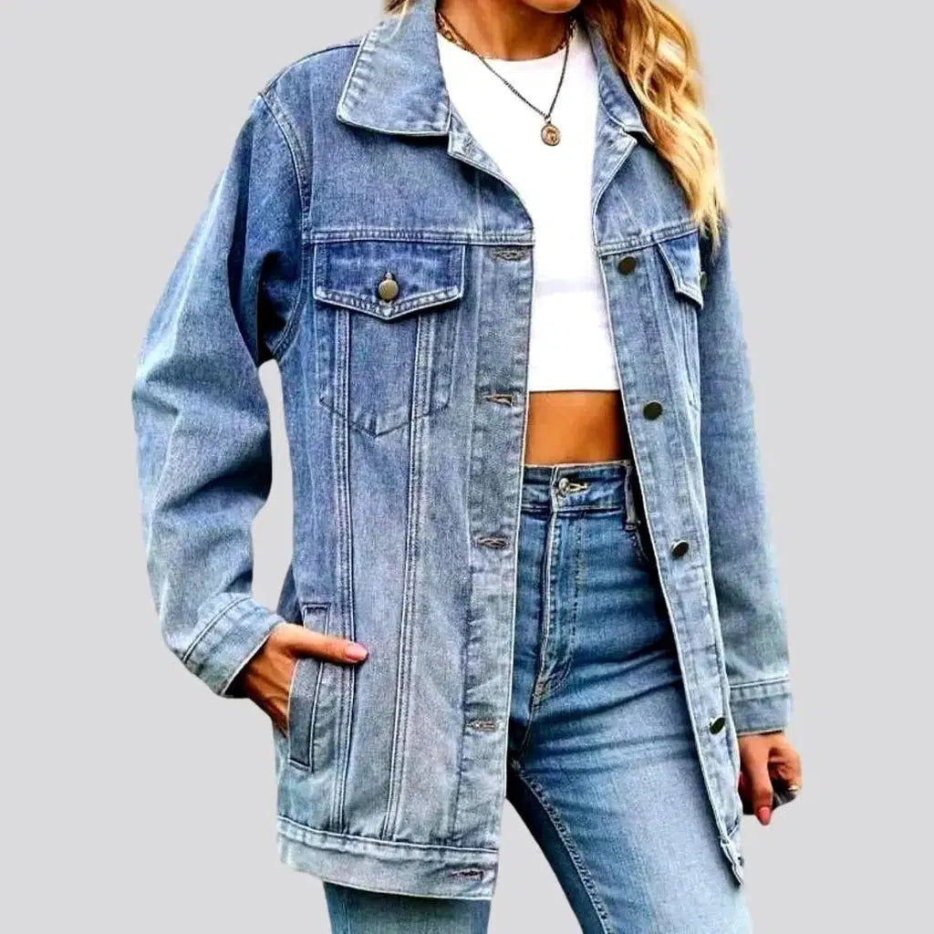 Women's Formal Event Attire Vintage stonewashed denim jacket for women