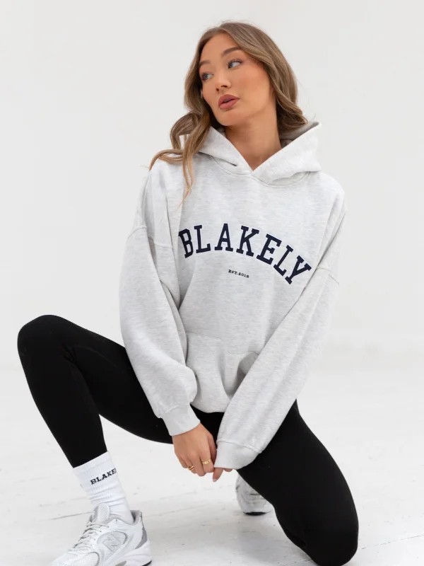 Comfortable Outfit For Women Varsity Oversized Hoodie - Marl White