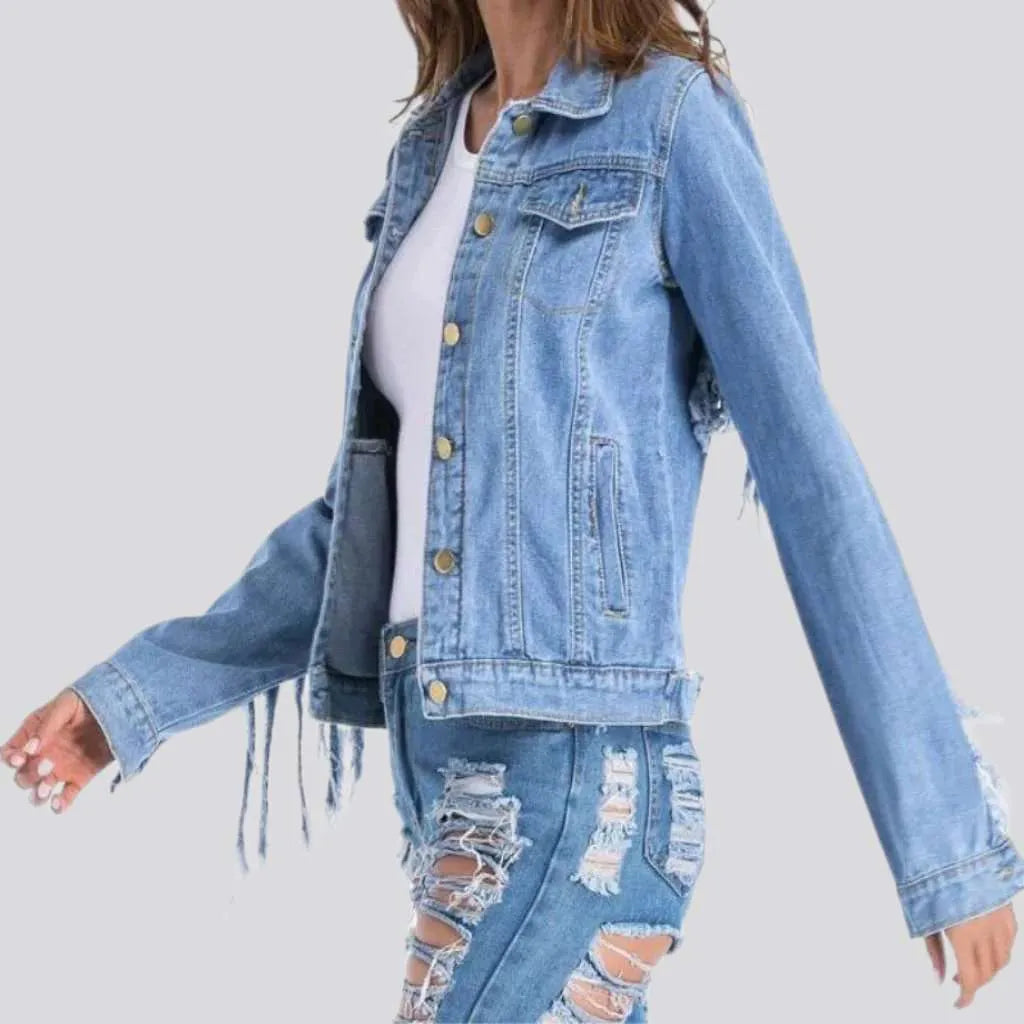 Women's Clothes Light-wash slim women's jeans jacket