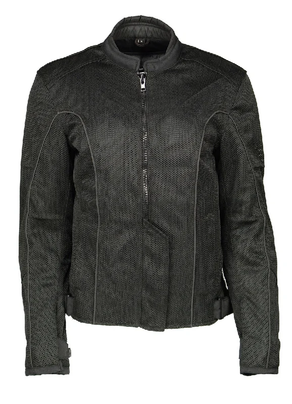 Women's Clothes For Outdoor Events M Boss Motorcycle Apparel BOS22702 Ladies Black Mesh Racer Jacket with Full Armor