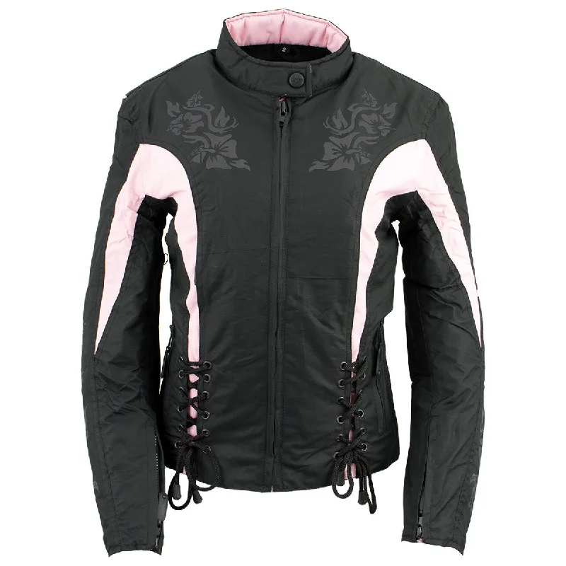 Modern Women's Outfit NexGen SH236806 Women's 'Reflective Buffalo Head' Black and Pink Textile Jacket