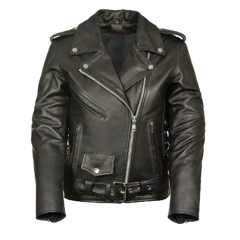 Women's Date Night Outfit Ladies XS603 Classic Black Motorcycle Leather Jacket