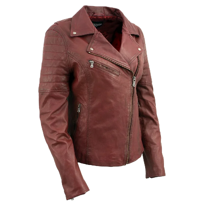 Women's Functional Apparel For Outdoor Activities Milwaukee Leather Red Vintage Motorcycle Inspired Vegan Tan Fashion