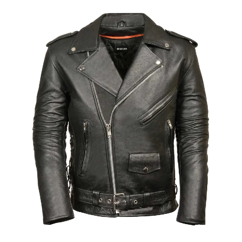 Women's Vacation Outfit Z1R1011 Men's Black ‘9MM’ Classic Side Lace’ Motorcycle Jacket