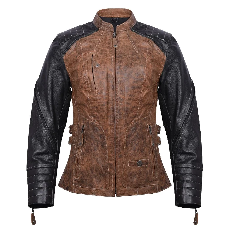 Women's Clothing For Everyday Wear HML639 Ladies High Mileage Black and Brown Jacket