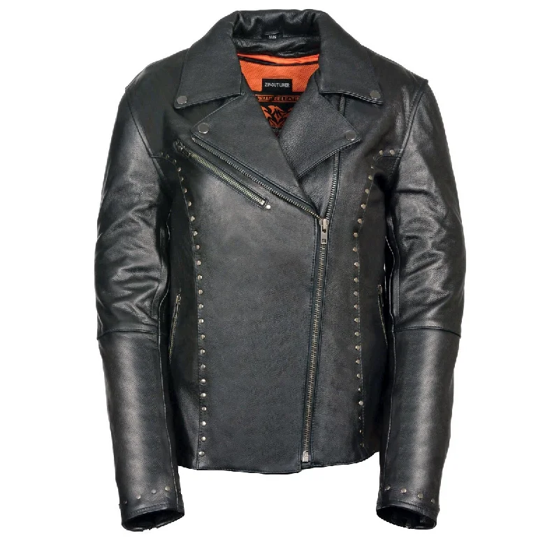 Women's Loungewear Clothes Milwaukee Leather ML1948 Women's Classic Riveted Motorcycle Black Leather Jacket