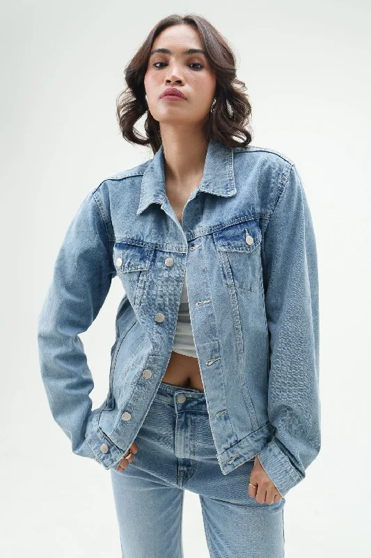 Women's Everyday Attire Galactic Blue Classic Denim Jacket