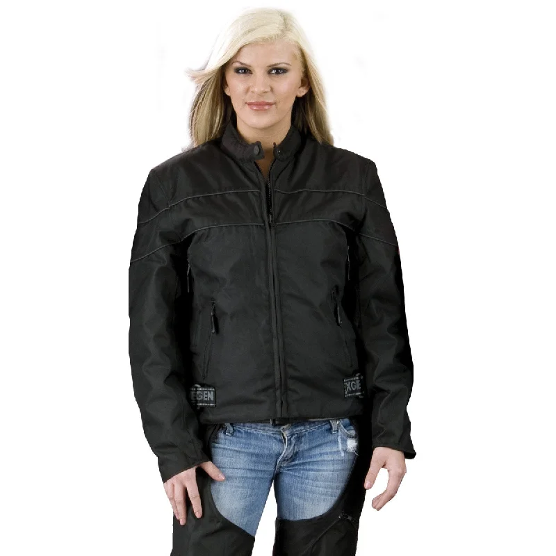 Women's Casual Attire NexGen XS2261 Women's Black Textile Lightweight Jacket with Reflective Piping