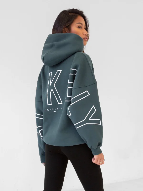 Women's Resort Attire Outline Isabel Oversized Hoodie - Teal Green