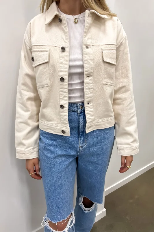 Women's Effortless Casual Outfit Dove Cropped Jacket Beige