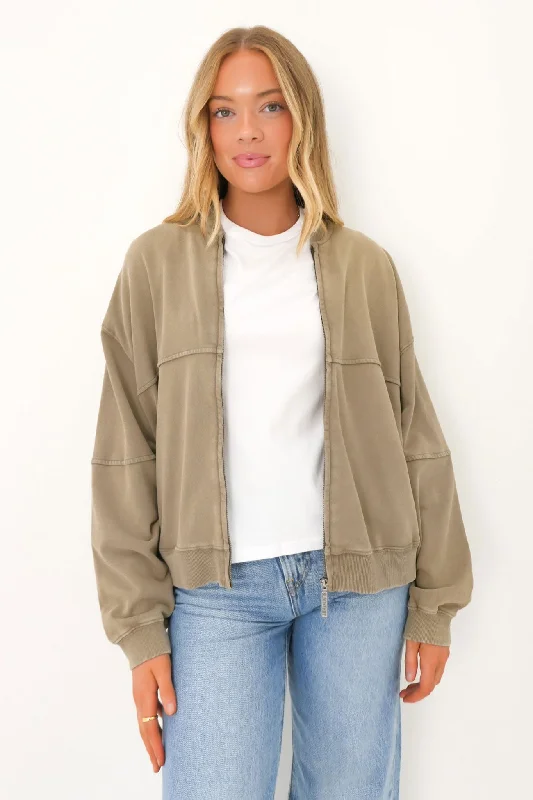 Women's Clothing For Work Nara Fleece Bomber Olive