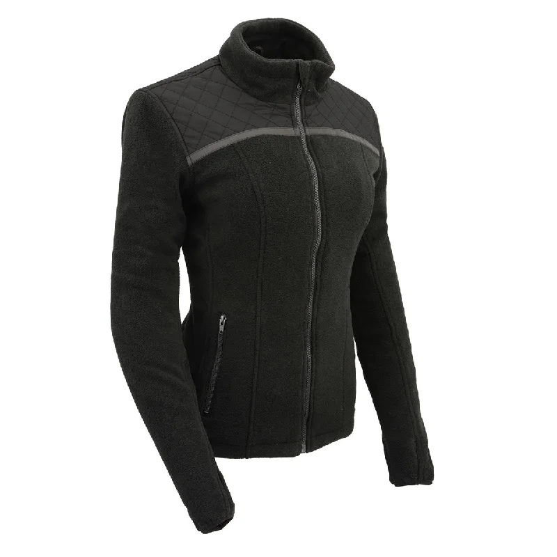 Women's Clothing Sets Milwaukee Leather MPL2784 Women's Black Micro Fleece Jacket with Reflective Stripes