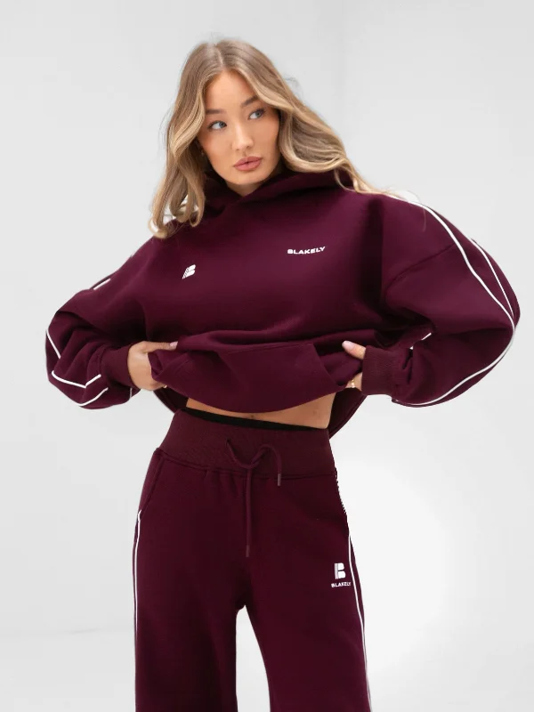 Women's Elegant Evening Attire Apex Pro Oversized Hoodie - Deep Burgundy